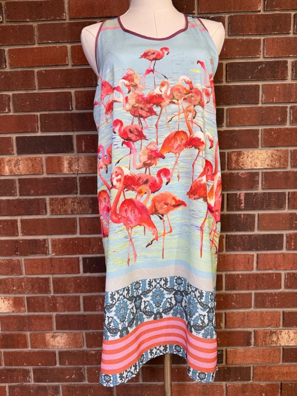 Anthropologie Dream Daily Flamingo Elornis Sleeveless Shift Dress Size Small